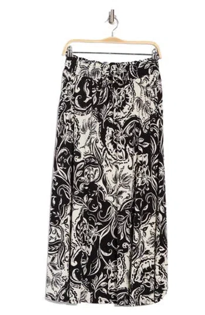 Ellen Tracy Floral Smocked Waist Maxi Skirt In Black