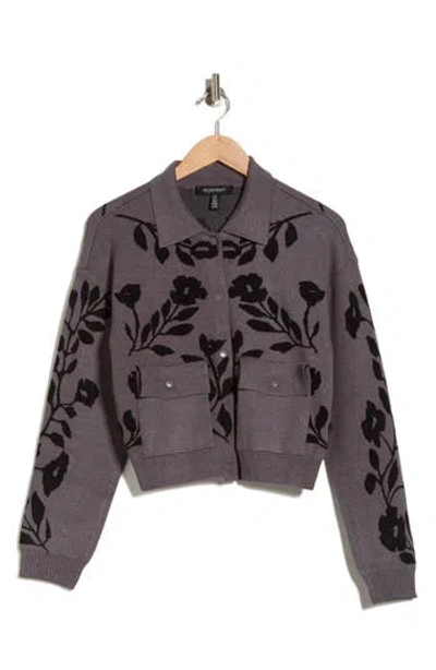 Ellen Tracy Floral Snap Front Crop Cardigan In Animal Print