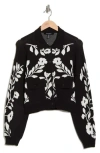 Ellen Tracy Floral Snap Front Crop Cardigan In Multi