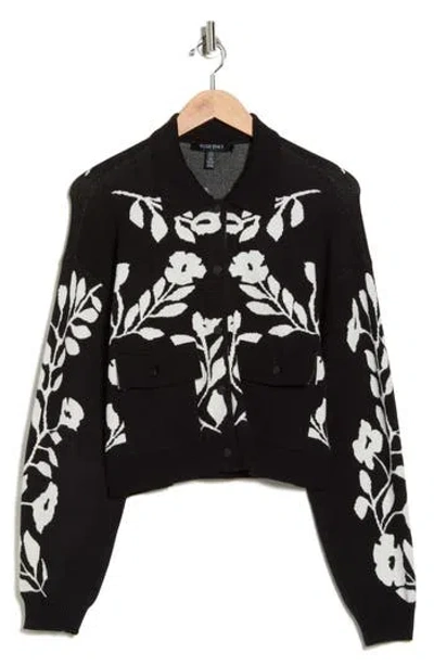 ELLEN TRACY ELLEN TRACY FLORAL SNAP FRONT CROP CARDIGAN