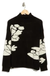 Ellen Tracy Floral Turtleneck Sweater In Black