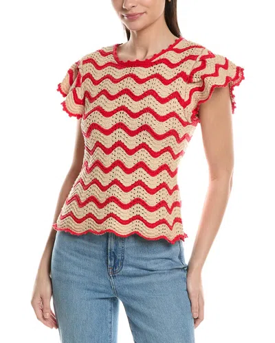 ELLEN TRACY ELLEN TRACY FLUTTER SLEEVE POINTELLE SWEATER