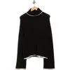Ellen Tracy Geometric Trim Turtleneck Sweater In Black