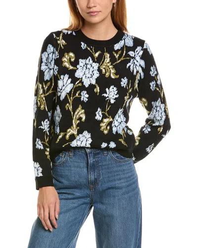 Ellen Tracy Jacquard Sweater In Black