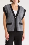 Ellen Tracy Jewel Button Knit Vest In Blue