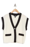 Ellen Tracy Jewel Button Knit Vest In Marshmallow