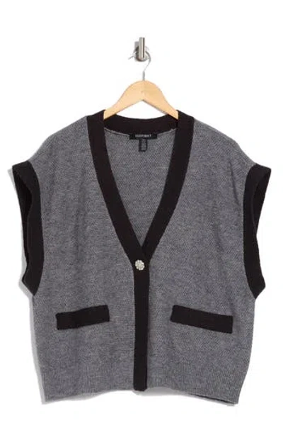 Ellen Tracy Jewel Button Knit Vest In Grey