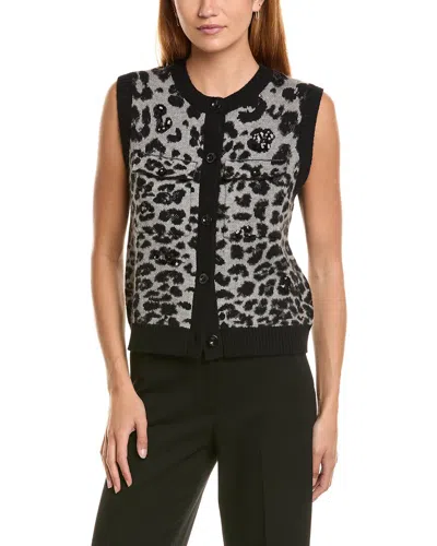 Ellen Tracy Knit Sequin Vest In Black