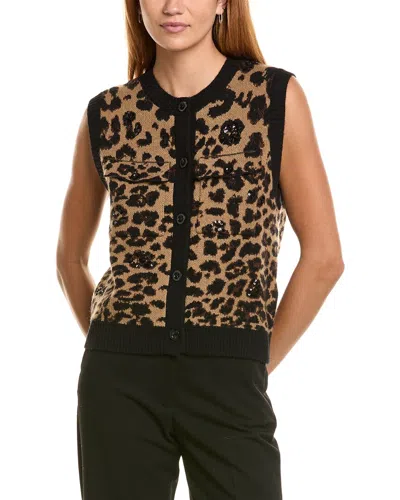 Ellen Tracy Knit Sequin Vest In Multi