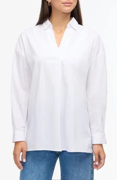 Ellen Tracy Lace Back Long Sleeve Poplin Shirt