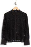 Ellen Tracy Lace Button-up Shirt In Black