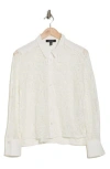 Ellen Tracy Lace Button-up Shirt In Marshmallow
