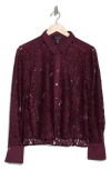 Ellen Tracy Lace Button-up Shirt In Winetasting Paisley