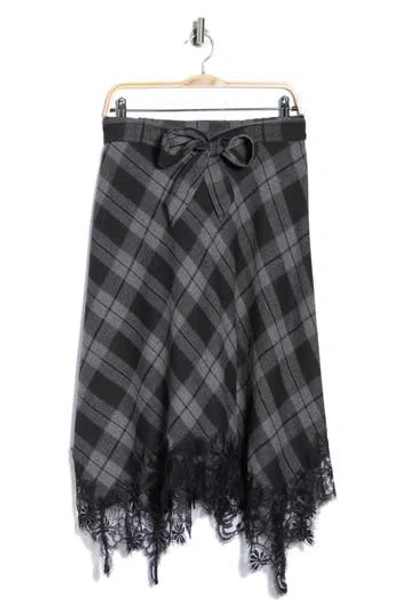 Ellen Tracy Lace Hem Midi Skirt In Black