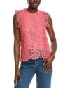 Ellen Tracy Sleeveless Lace Top In Pink