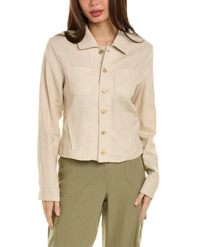 Ellen Tracy Linen-blend Crop Jacket In Beige