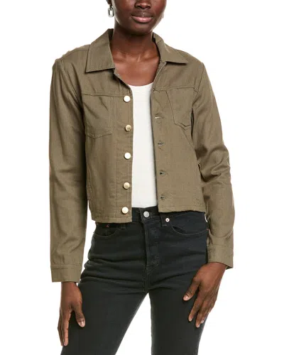 Ellen Tracy Linen-blend Crop Jacket In Green