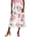 Ellen Tracy Smocked Waist Flared Midi Skirt In Multi