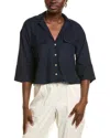 Ellen Tracy Linen-blend Shirt In Blue