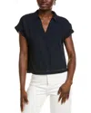 Ellen Tracy Linen-blend Shirt In Blue