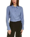 Ellen Tracy Linen-blend Shirt In Blue