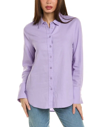 Ellen Tracy Linen-blend Shirt In Purple