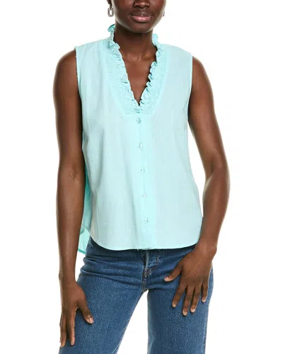 Ellen Tracy Linen-blend Top In Blue