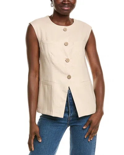 Ellen Tracy Linen-blend Vest In Neutral