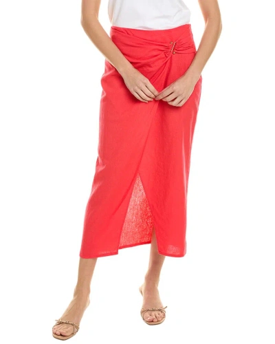 Ellen Tracy Linen-blend Wrap Skirt In Pink