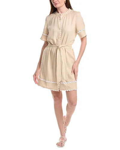 Ellen Tracy Linen Shirtdress In Neutral
