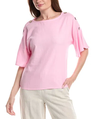 Ellen Tracy Linen-blend Dolman Top In Transparent