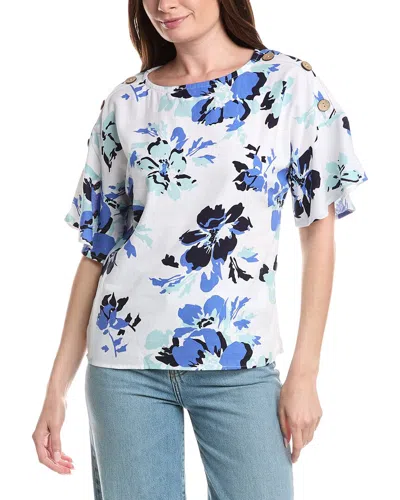 Ellen Tracy Linen-blend Dolman Top In White