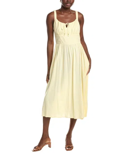 Ellen Tracy Linen-blend Midi Dress In Yellow