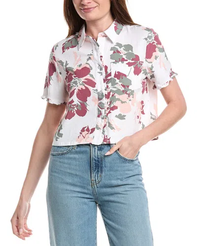 Ellen Tracy Linen-blend Shirt In 840-peach Bouquet