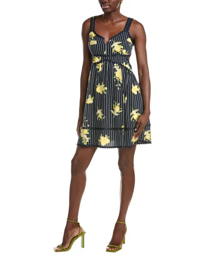 Ellen Tracy Linen-blend Side Cutout Dress In Black