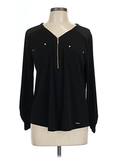 Pre-owned Ellen Tracy Long Sleeve Blouse In Black