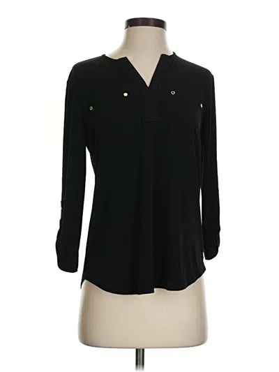 Pre-owned Ellen Tracy Long Sleeve Blouse In Black