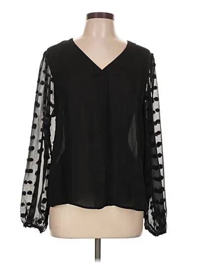 Pre-owned Ellen Tracy Long Sleeve Blouse In Black