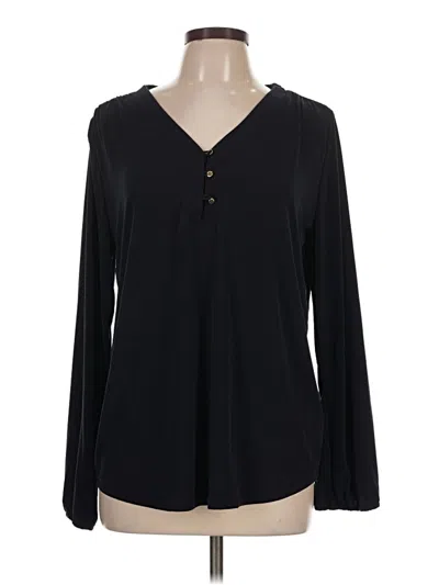 Pre-owned Ellen Tracy Long Sleeve Blouse In Black