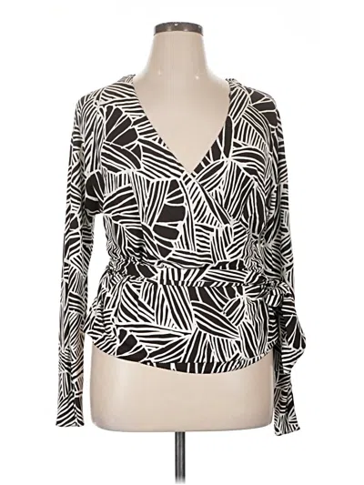 Pre-owned Ellen Tracy Long Sleeve Blouse In Black