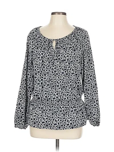 Pre-owned Ellen Tracy Long Sleeve Blouse In Blue