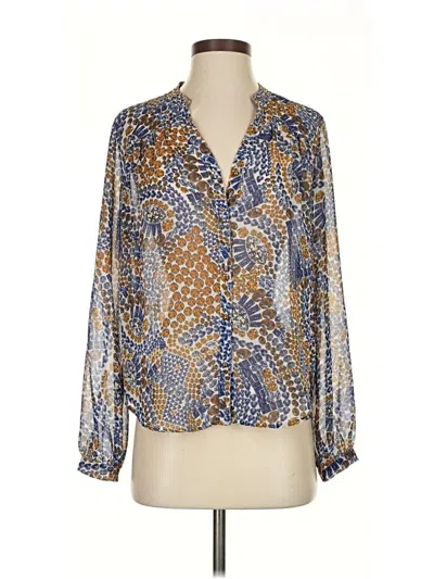 Pre-owned Ellen Tracy Long Sleeve Blouse In Blue