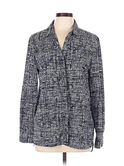 Pre-owned Ellen Tracy Long Sleeve Blouse In Blue