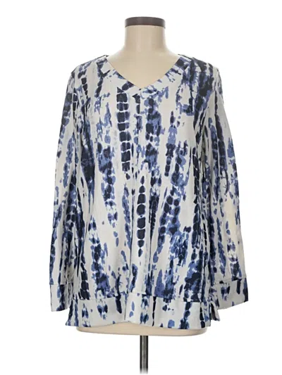 Pre-owned Ellen Tracy Long Sleeve Blouse In Blue
