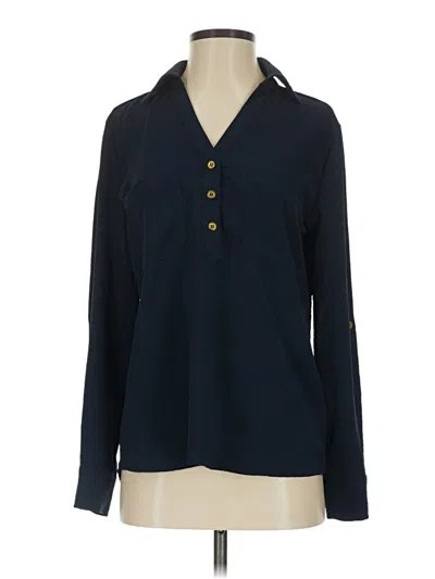 Pre-owned Ellen Tracy Long Sleeve Blouse In Blue