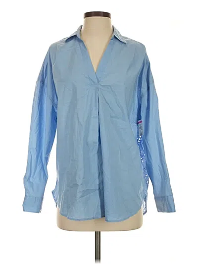 Pre-owned Ellen Tracy Long Sleeve Blouse In Blue
