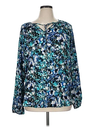 Pre-owned Ellen Tracy Long Sleeve Blouse In Blue