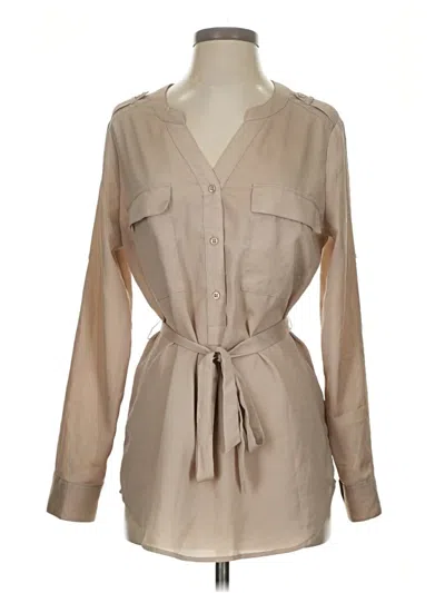 Pre-owned Ellen Tracy Long Sleeve Blouse In Brown