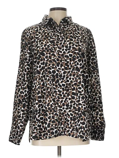 Pre-owned Ellen Tracy Long Sleeve Blouse In Brown