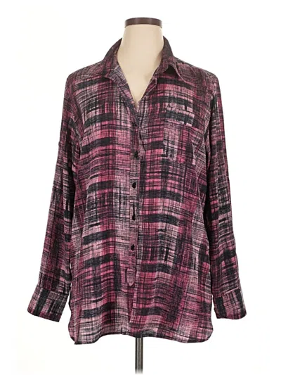 Pre-owned Ellen Tracy Long Sleeve Blouse In Burgundy